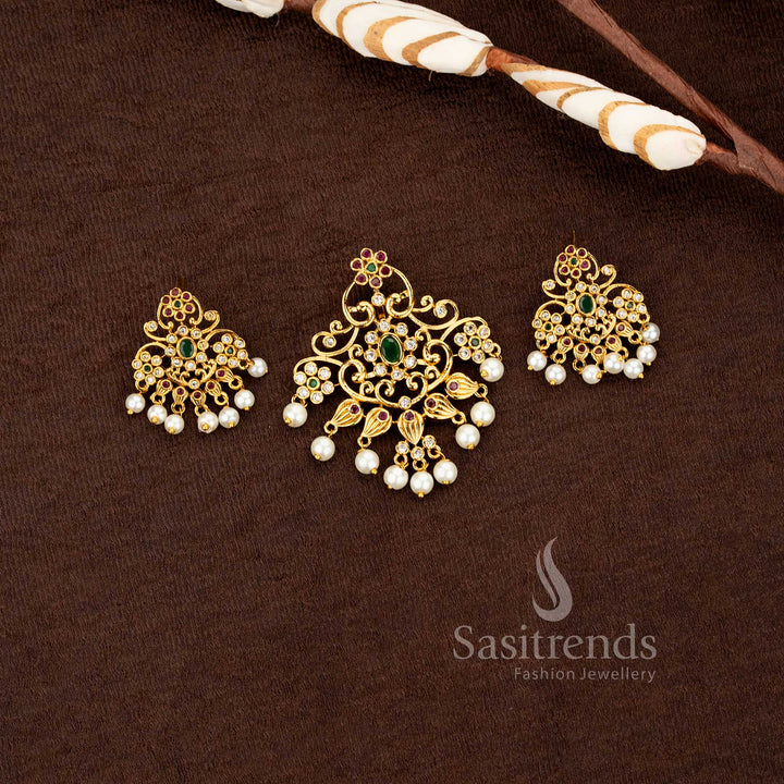 Dazzling Traditional Matte Finish Intricate Peacock Filigree Pendants Set – Sasitrends