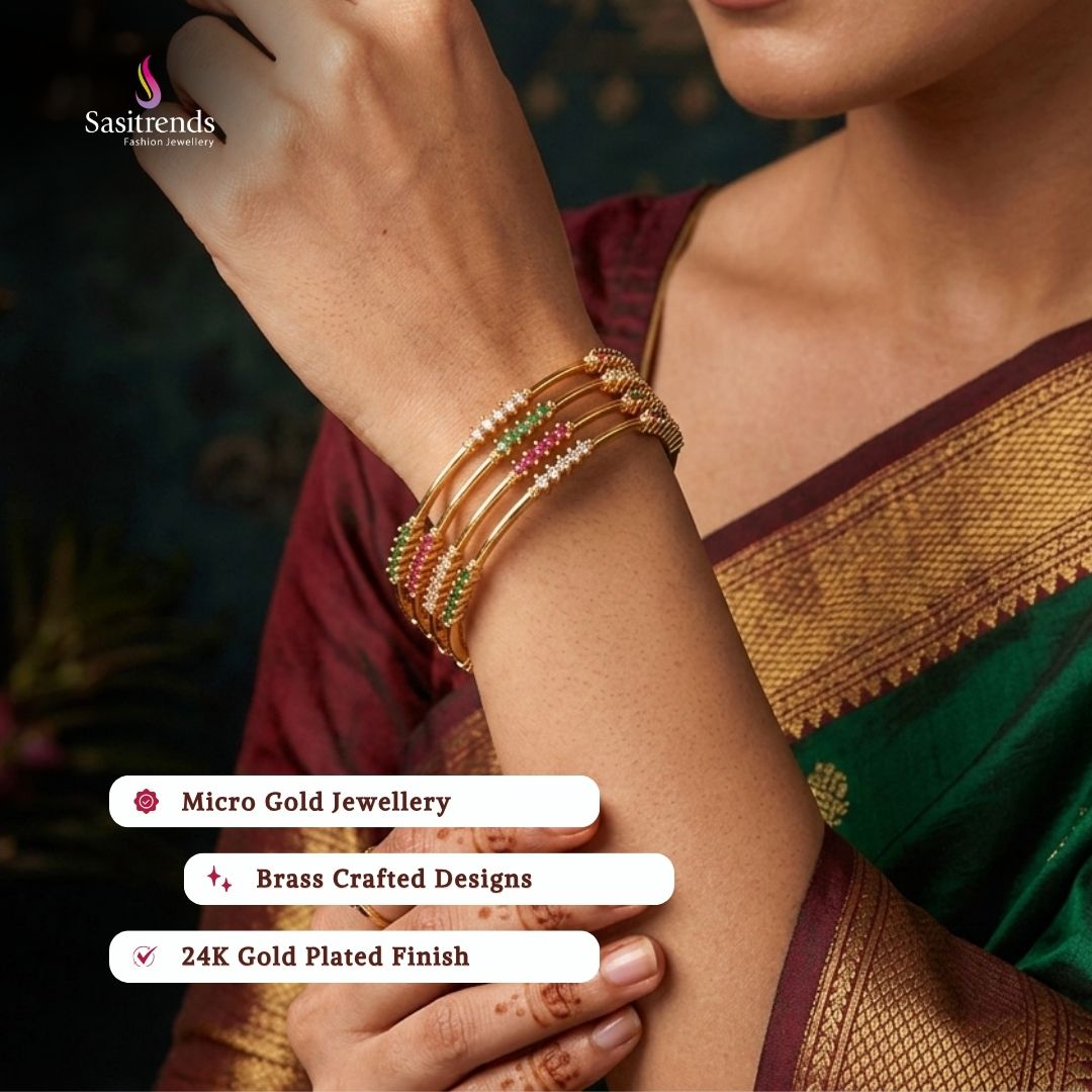 Guaranteed Micro gold plated AD stone bangles model image - Sasitrends 