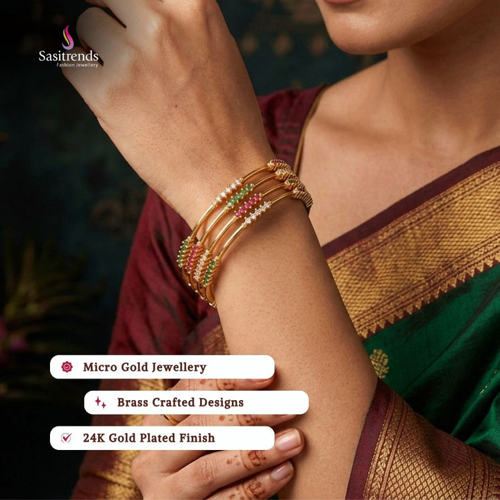 Guaranteed Micro gold plated AD stone bangles model image - Sasitrends 