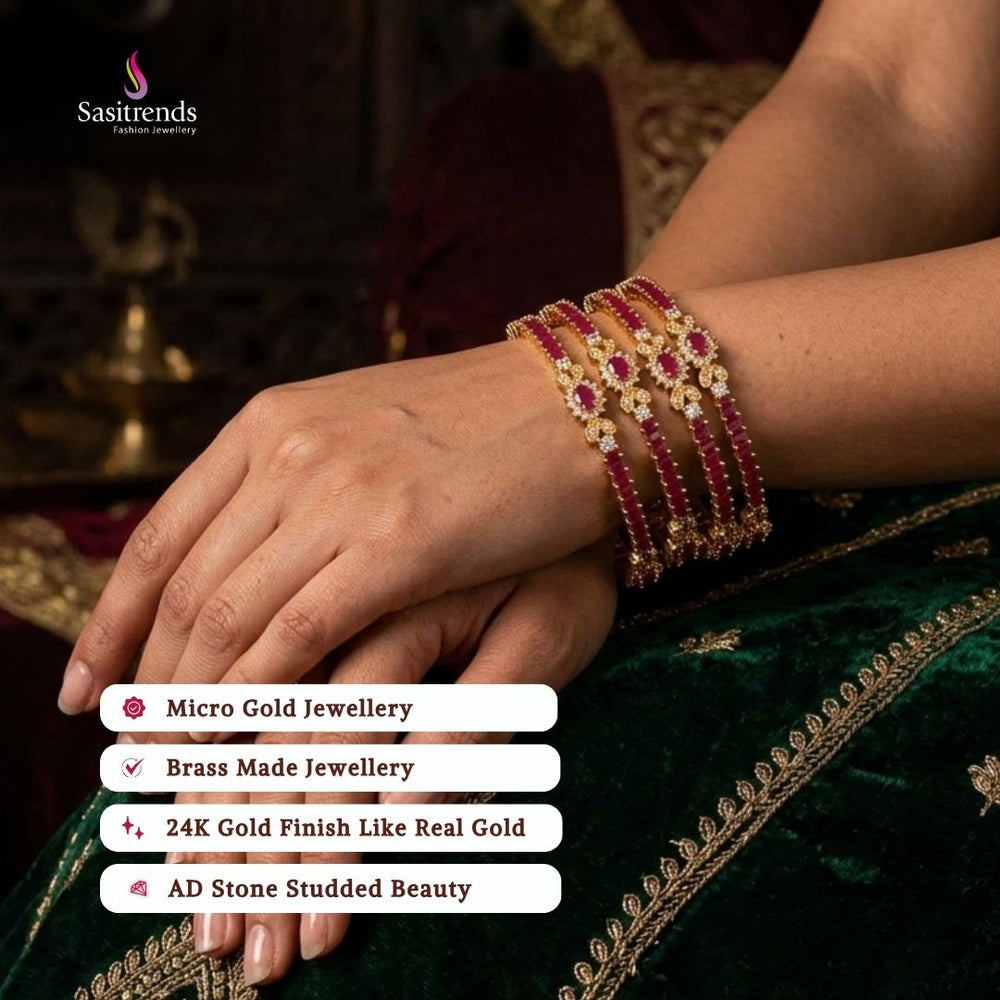 Guaranteed Micro gold plated AD stone bangles model image - Sasitrends
