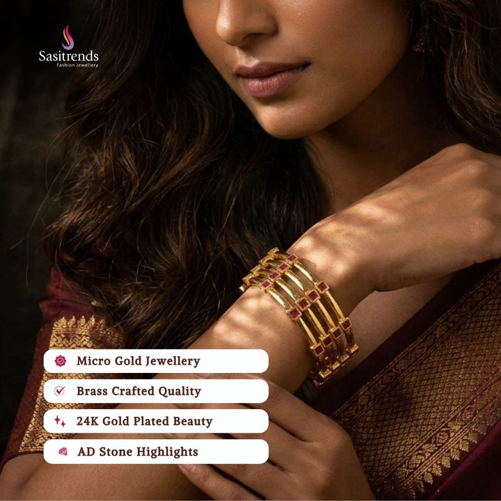 Guaranteed Micro gold plated AD stone bangles model image - Sasitrends