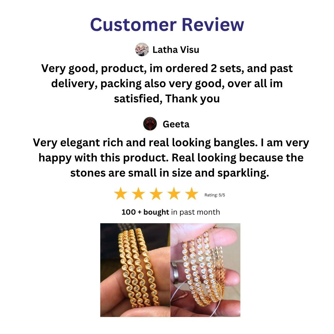 Guaranteed Micro gold plated AD stone bangles - Sasitrends