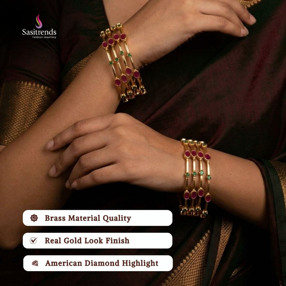 Guaranteed Micro gold plated AD stone bangles model image - Sasitrends 