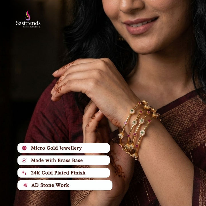 Guaranteed Micro gold plated AD stone bangles model image - Sasitrends