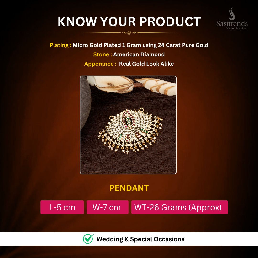 Micro Gold plated AD pendant Measurement Image - Sasitrends