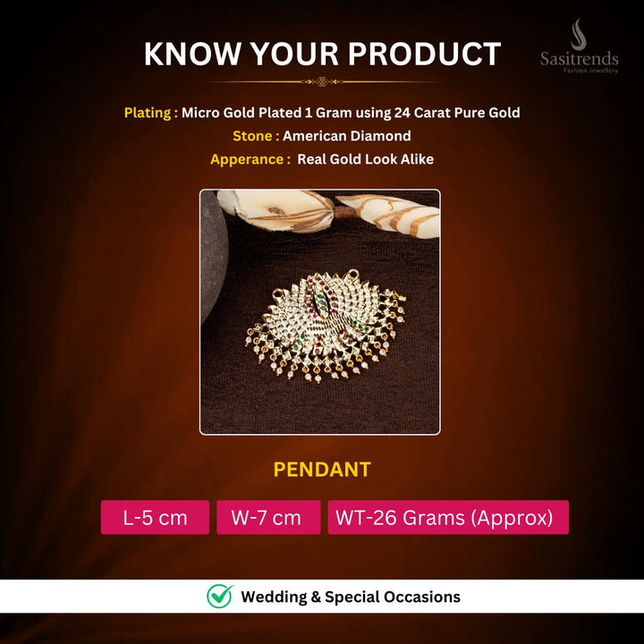Micro Gold plated AD pendant Measurement Image - Sasitrends