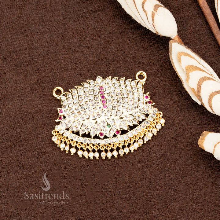 Impon Addigai Gold Plated Pendant with Lotus Motif and Layered AD Stone Petals - Sasitrends