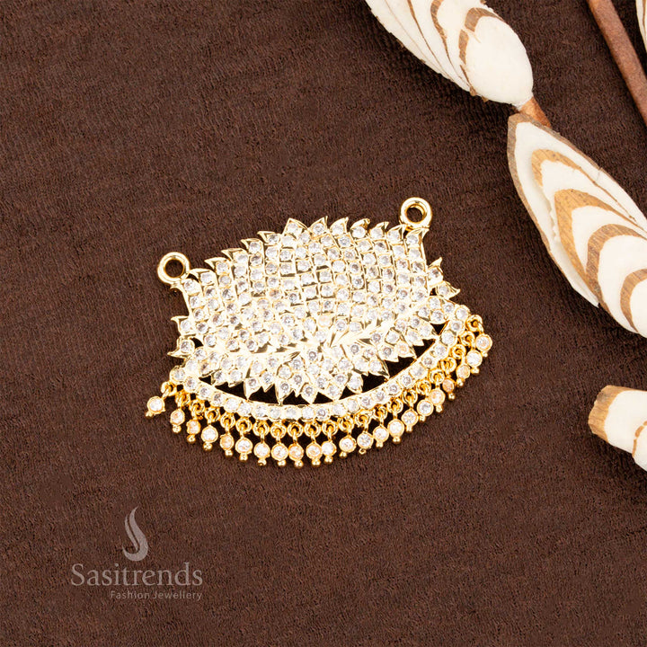 Premium Impon Addigai Pendant Featuring Structured Lotus Petals and Stone Detailing - Sasitrends