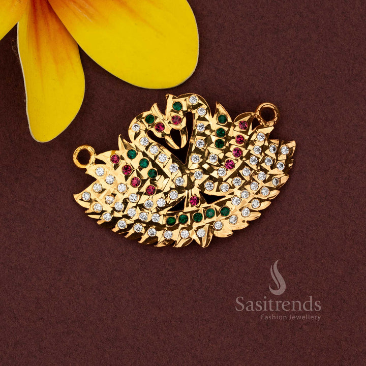 Captivating Impon Micro Gold Plated Swan Pendant with AD Stones for Traditional Festive & Wedding Wear Jewellery