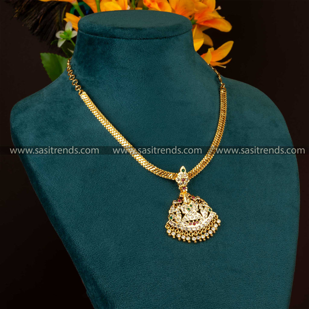 Elegant Traditional Gold Plated Attigai Necklace with American Diamond Stones | Sasitrends - Sasitrends