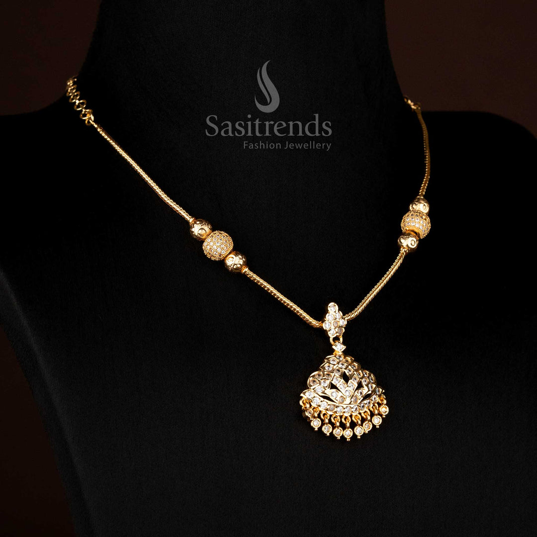 Impon addigai necklace with dome pendant and floral connector design