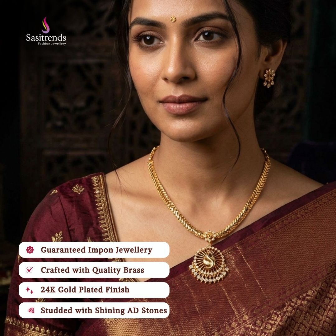 Guaranteed impon micro gold plated AD stone necklace - Sasitrends