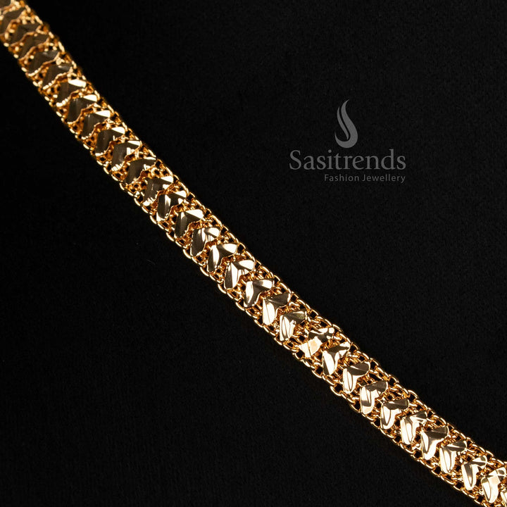 Detailed view of the unique Micro Gold Plated Heart Chain of the necklace, showcasing its intricate links and golden finish.