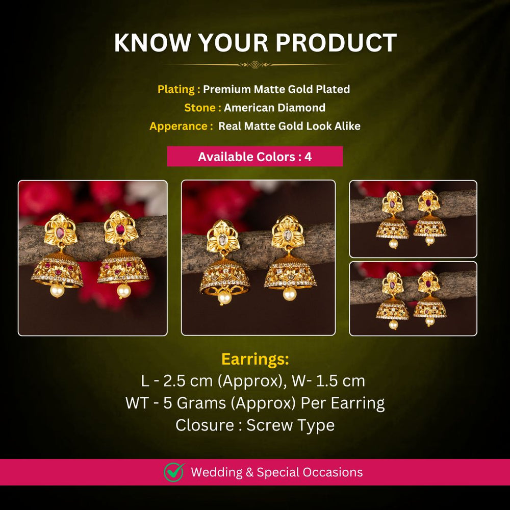 Matte gold plated earrings measurement image - Sasitrends