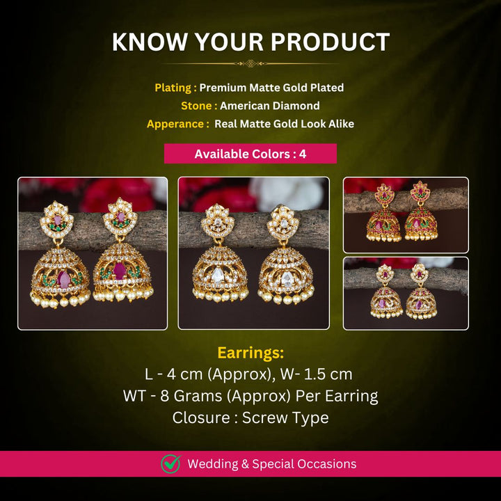 Matte gold plated earrings measurement image - Sasitrends