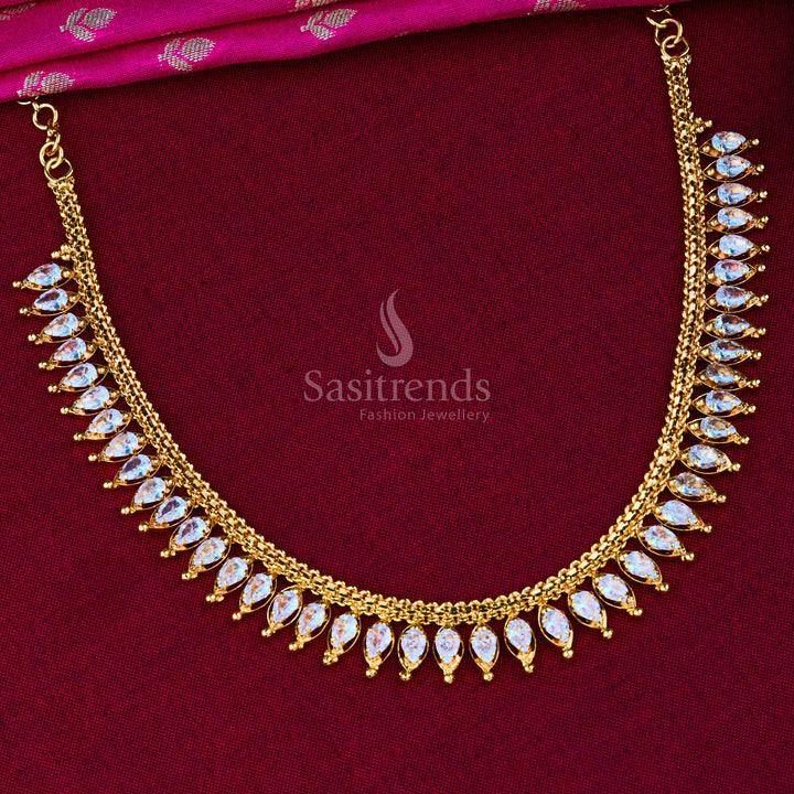 Mesmerizing white stone jewellery set with micro gold plating, crafted with premium elegance and a designer handcrafted look - Sasitrends