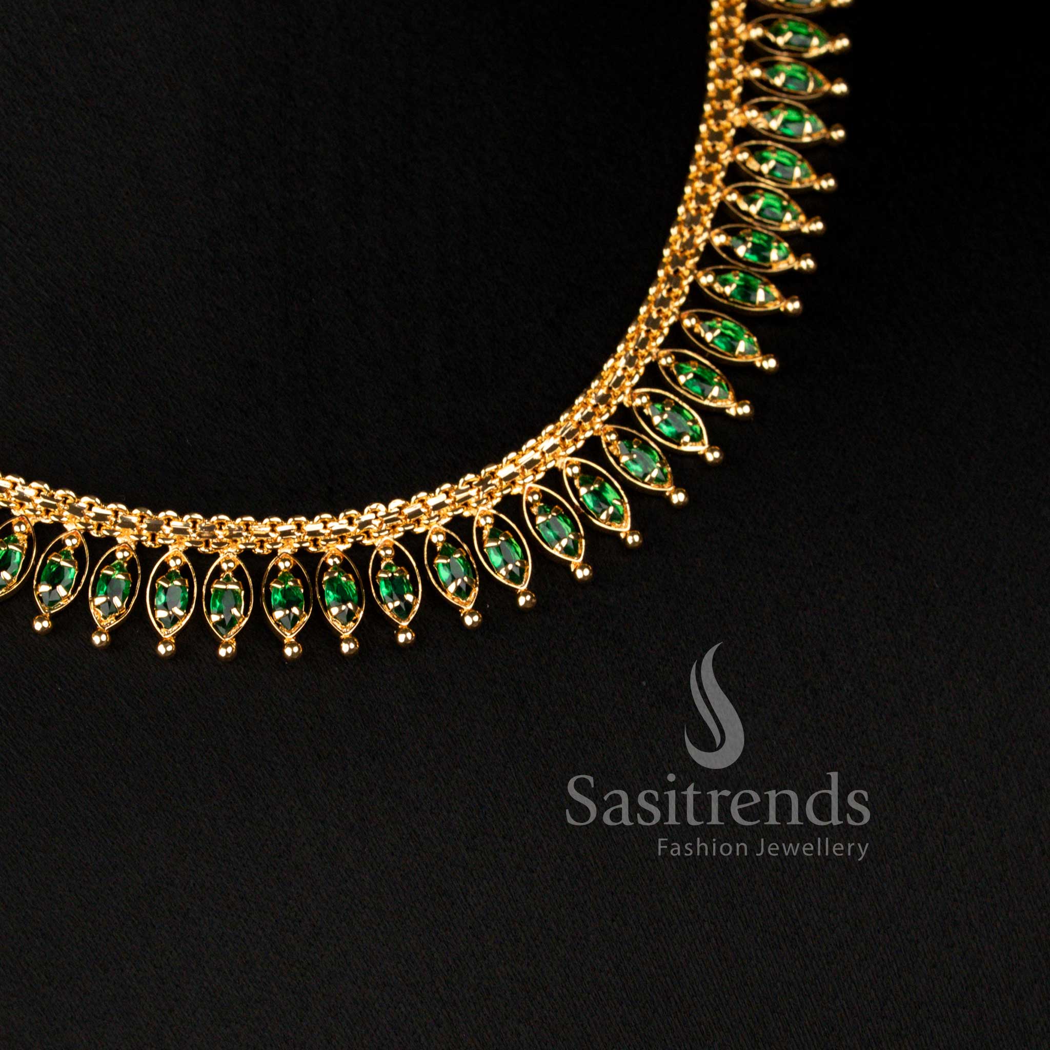 American Diamond Micro Gold Plated White Stone Necklace for Women - Sasitrends