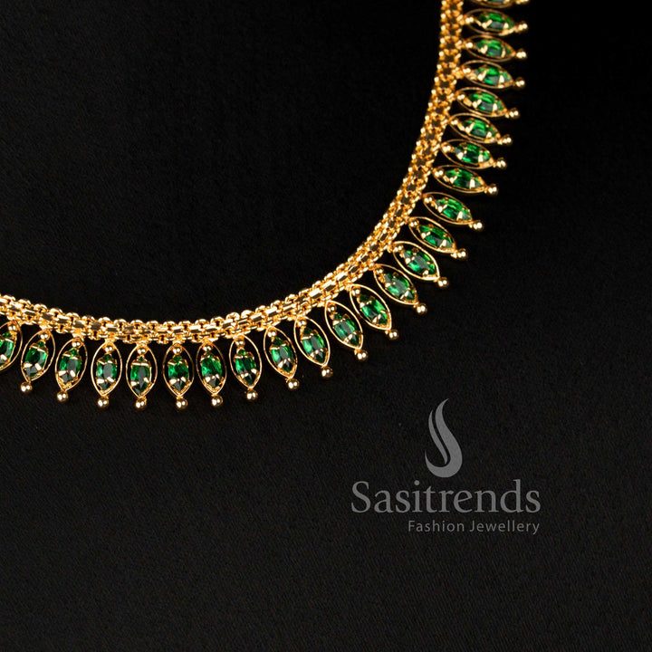 American Diamond Micro Gold Plated White Stone Necklace for Women - Sasitrends