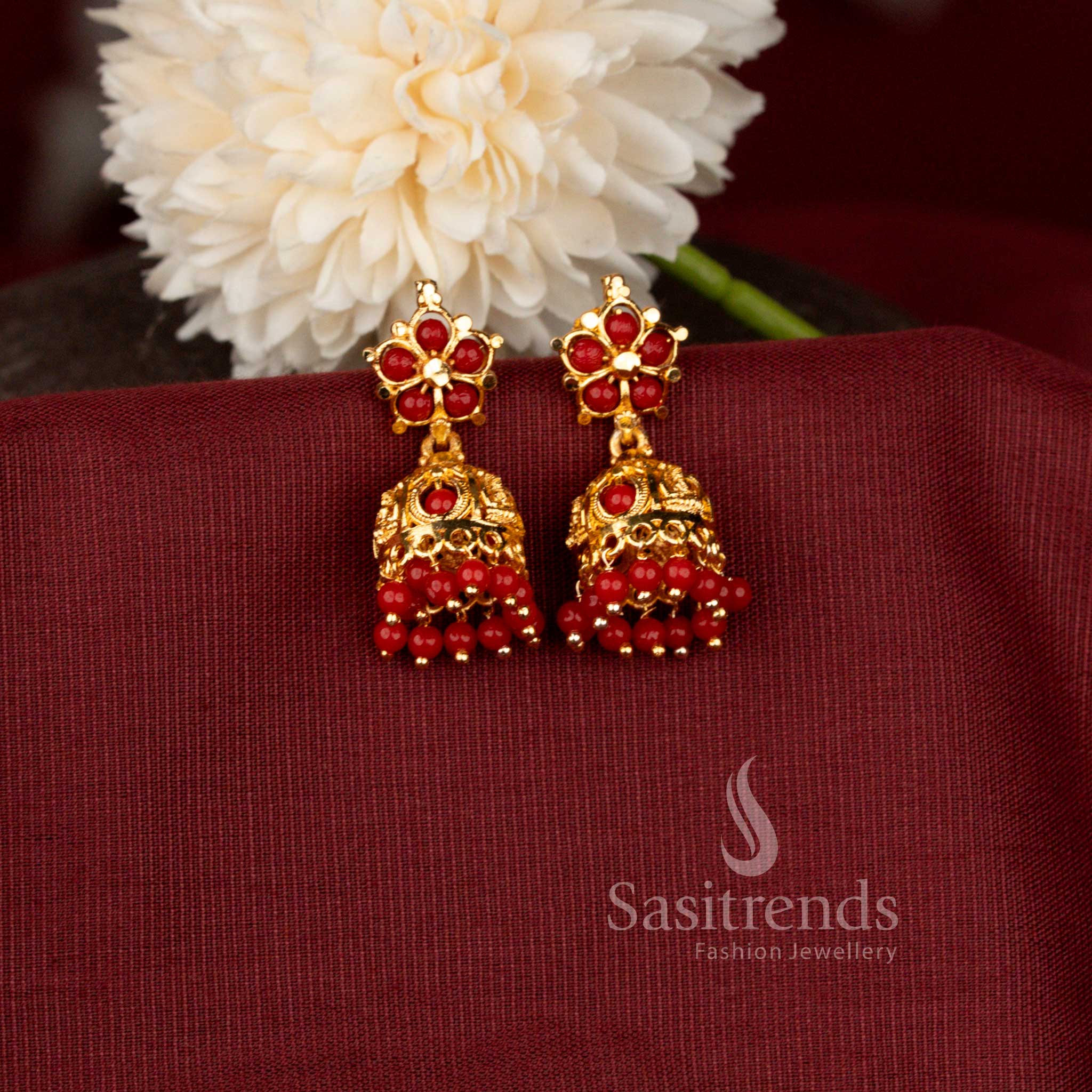 South Indian Style Filigree Jhumka Earrings for Weddings and Festive Occasions - Sasitrends