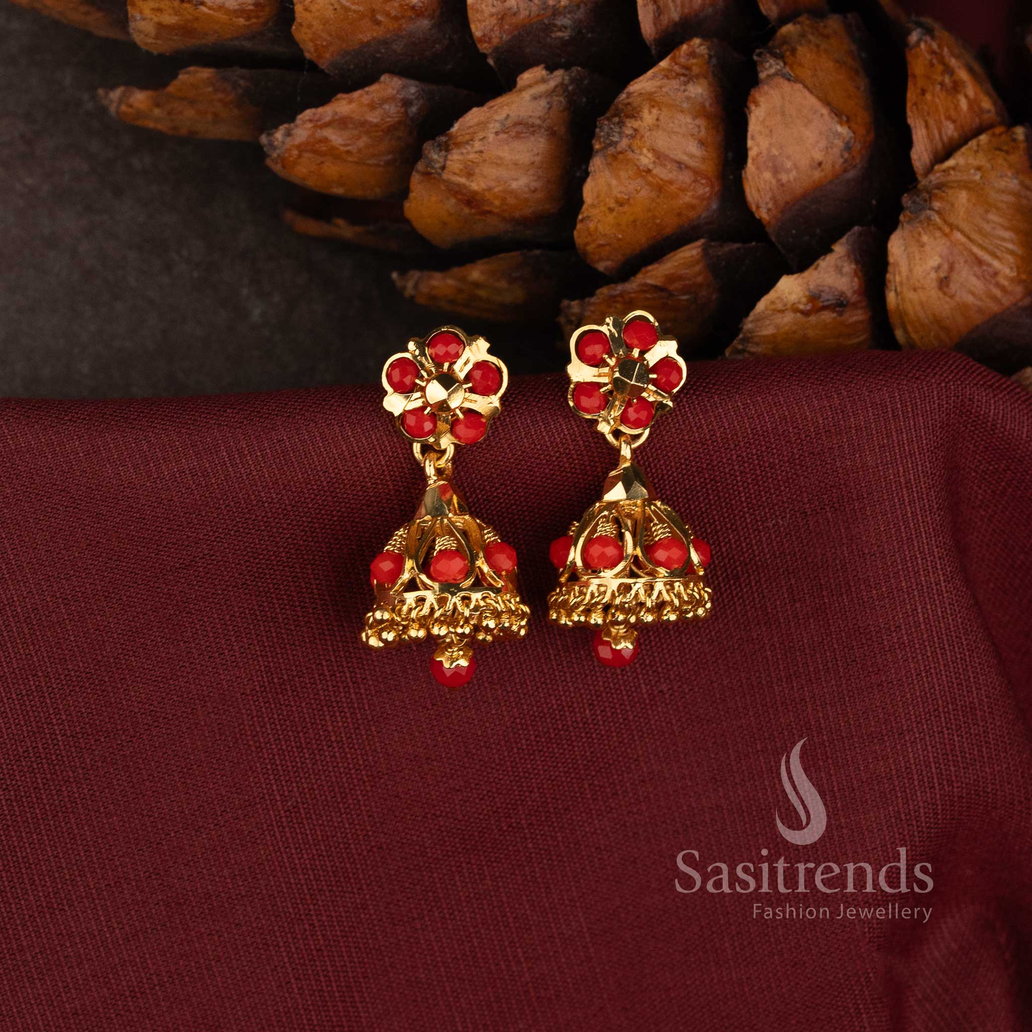 South Indian Style Filigree Jhumka Earrings for Weddings and Festive Occasions - Sasitrends
