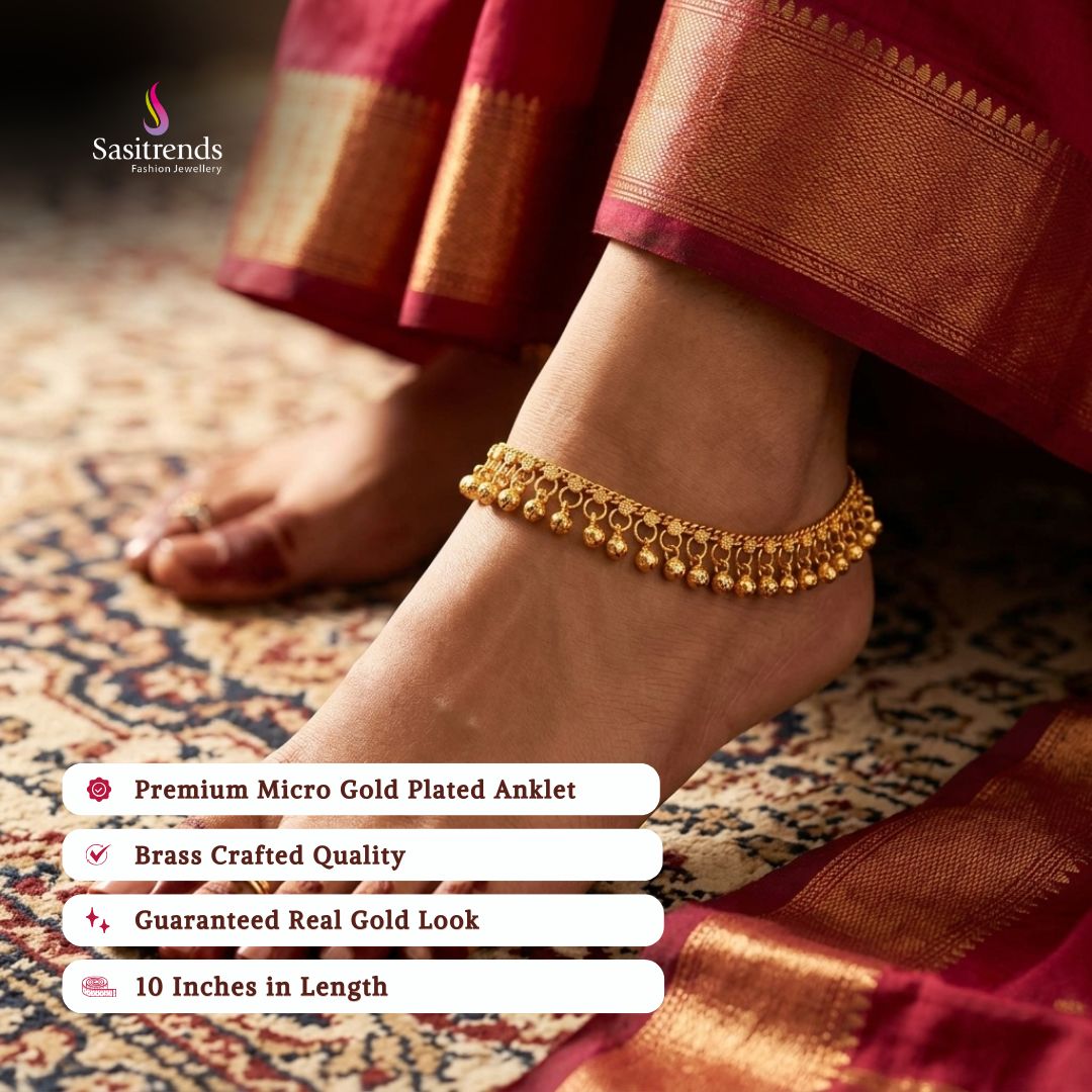 Guaranteed real gold look 24k micro gold plated anklets model image - Sasitrends