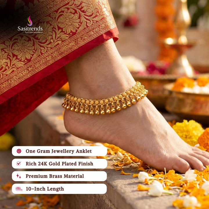 Guaranteed real gold look 24k micro gold plated anklets model image - Sasitrends