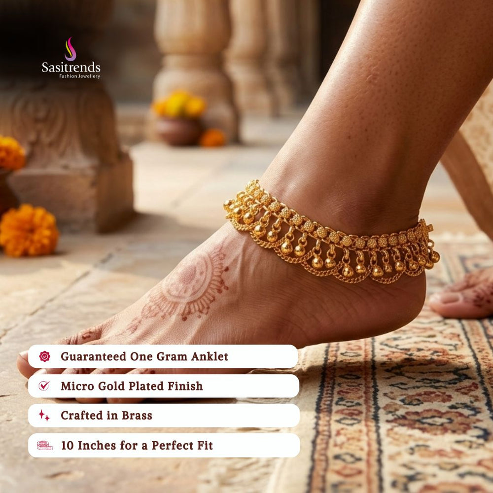 Guaranteed real gold look 24k micro gold plated anklets model image - Sasitrends