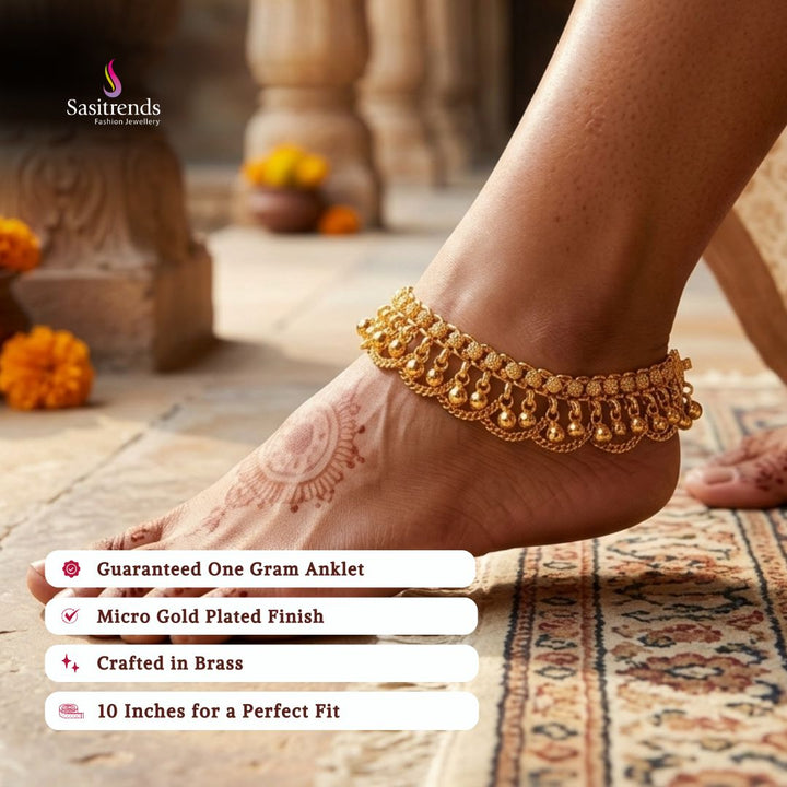 Guaranteed real gold look 24k micro gold plated anklets model image - Sasitrends