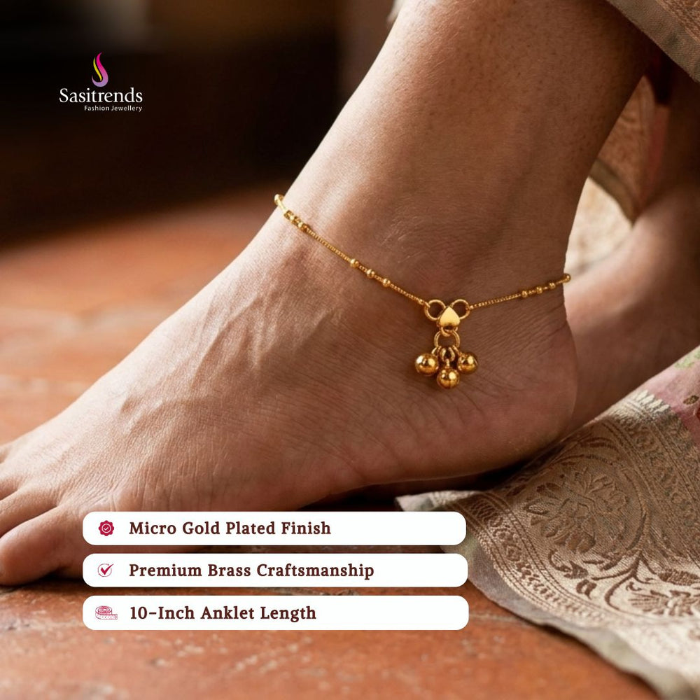 Guaranteed real gold look 24k micro gold plated anklets model image - Sasitrends