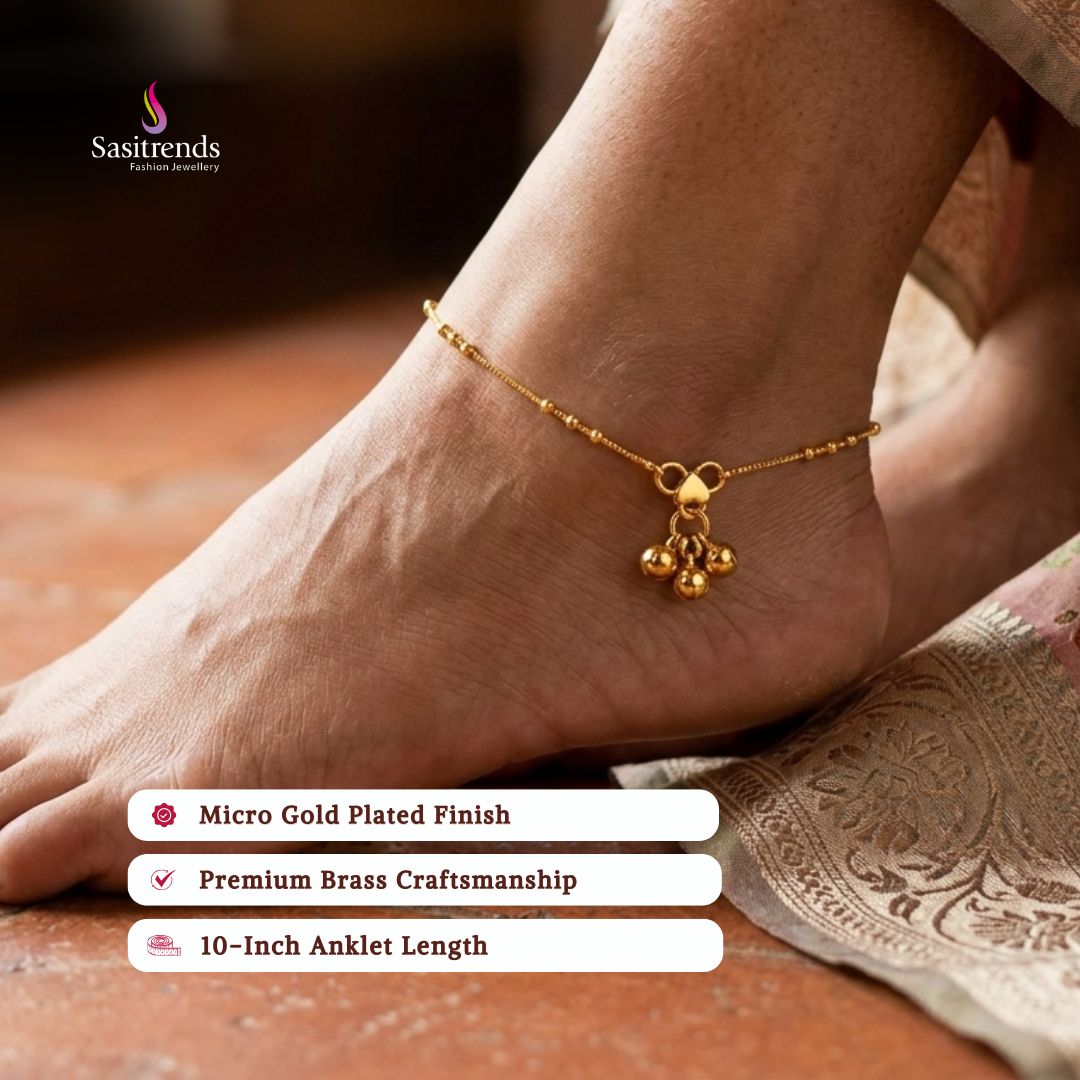 Guaranteed real gold look 24k micro gold plated anklets model image - Sasitrends