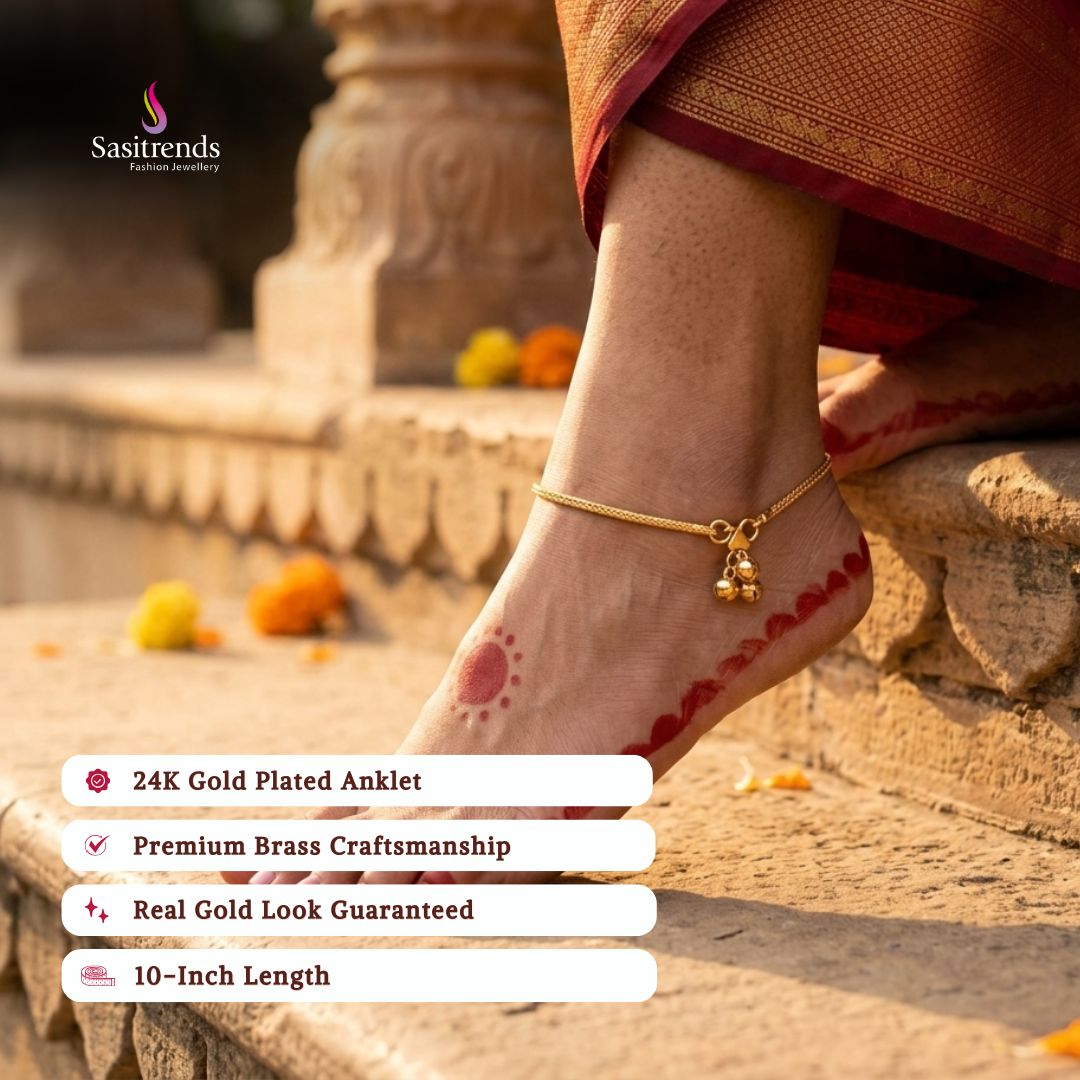 Guaranteed real gold look 24k micro gold plated anklets model image - Sasitrends