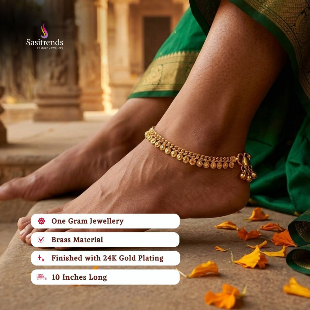 Guaranteed real gold look 24k micro gold plated anklets model image - Sasitrends