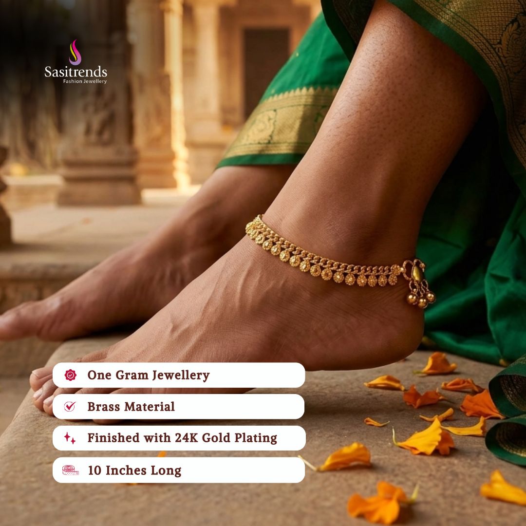 Guaranteed real gold look 24k micro gold plated anklets model image - Sasitrends