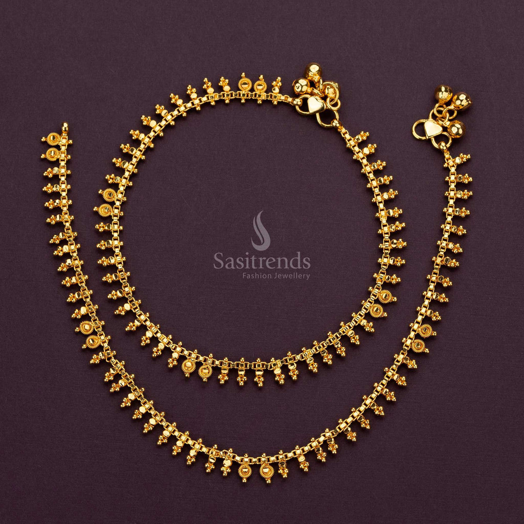 One gram gold plated Payal anklets in modern and traditional design - Sasitrends
