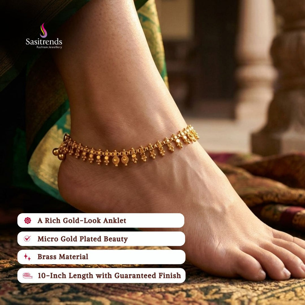 Guaranteed real gold look 24k micro gold plated anklets model image - Sasitrends