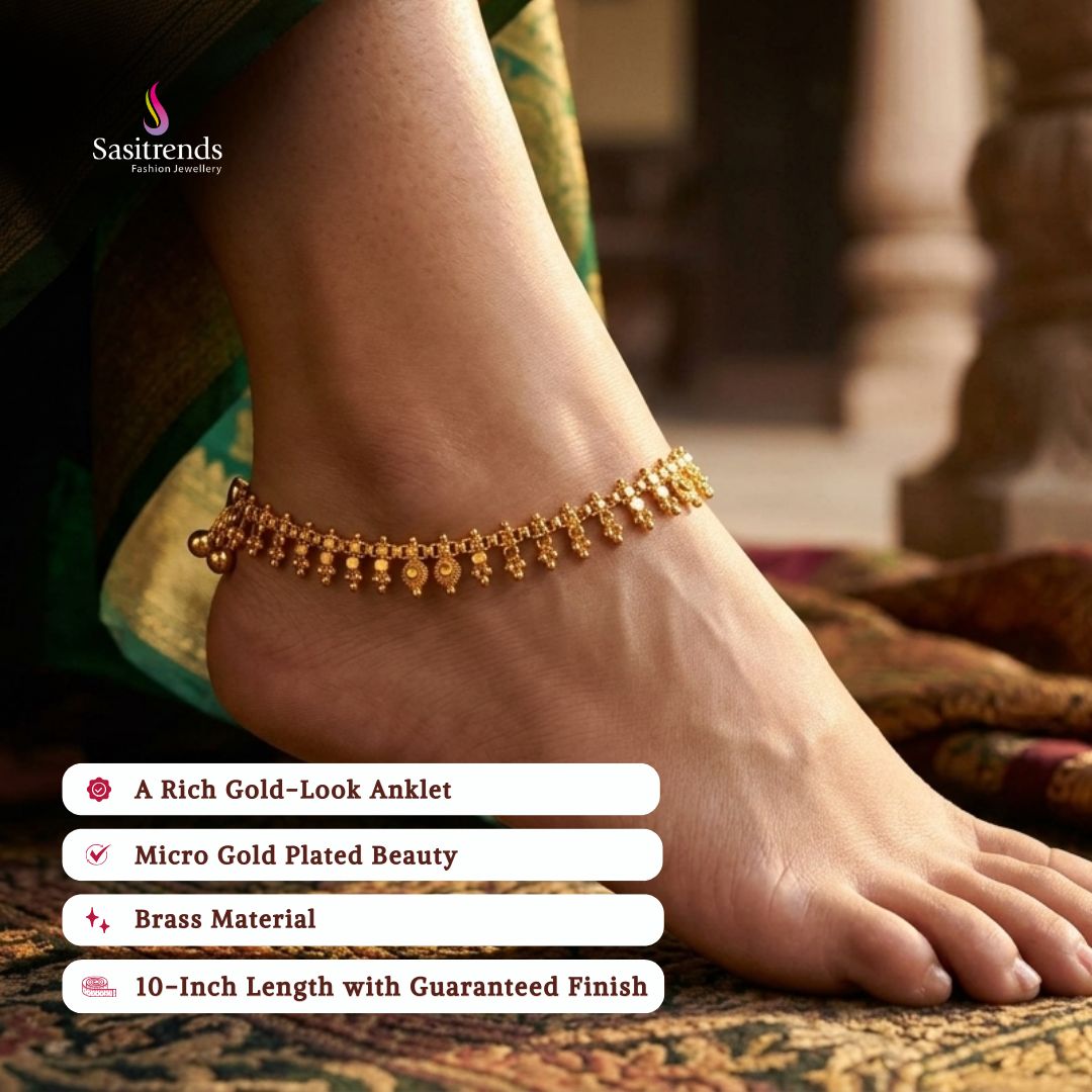 Guaranteed real gold look 24k micro gold plated anklets model image - Sasitrends