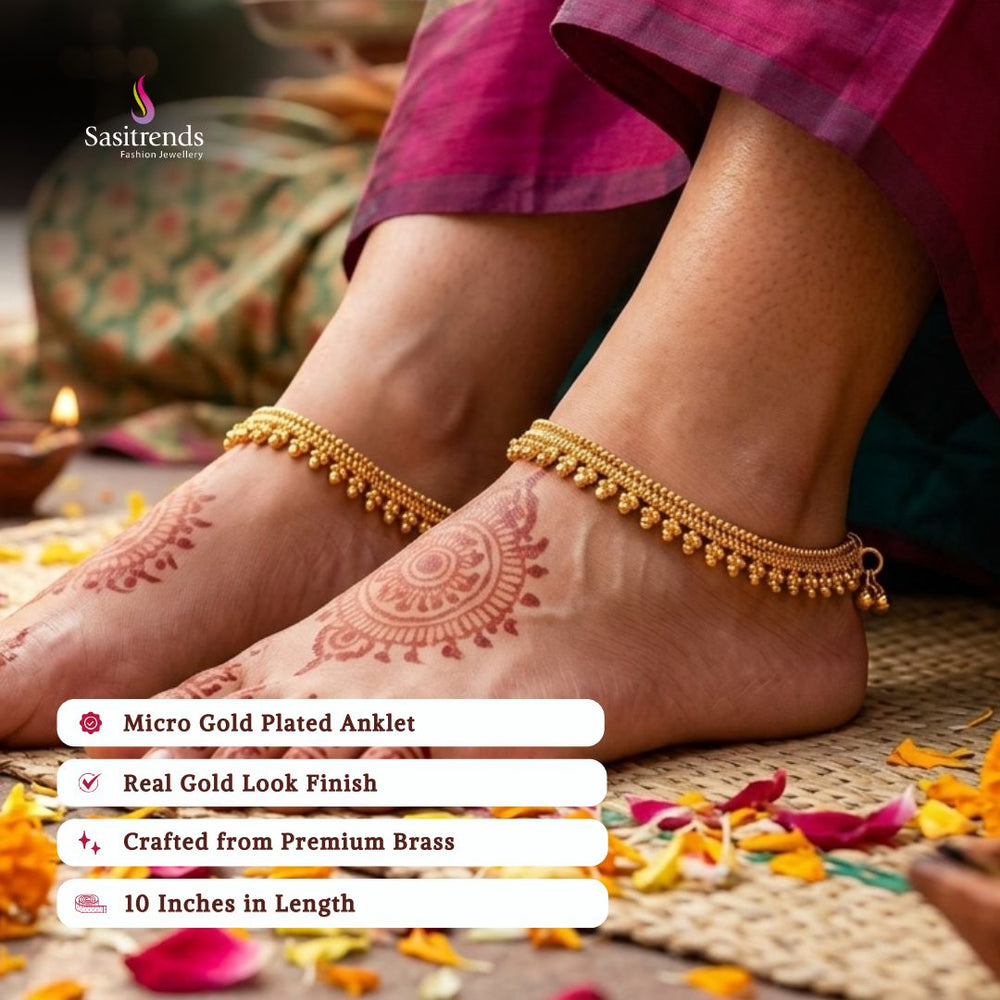 Guaranteed real gold look 24k micro gold plated anklets model image - Sasitrends