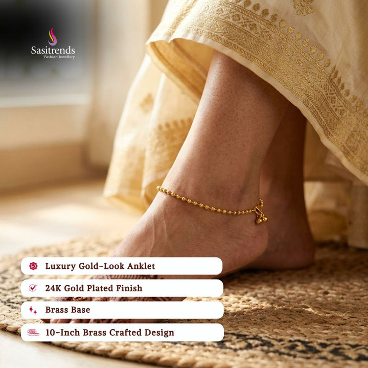 Guaranteed real gold look 24k micro gold plated anklets model image - Sasitrends