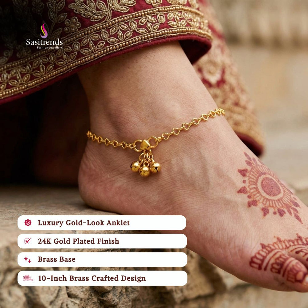 Guaranteed real gold look 24k micro gold plated anklets model image - Sasitrends
