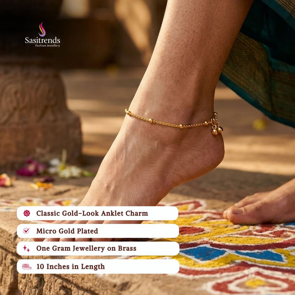 Guaranteed real gold look 24k micro gold plated anklets model image - Sasitrends
