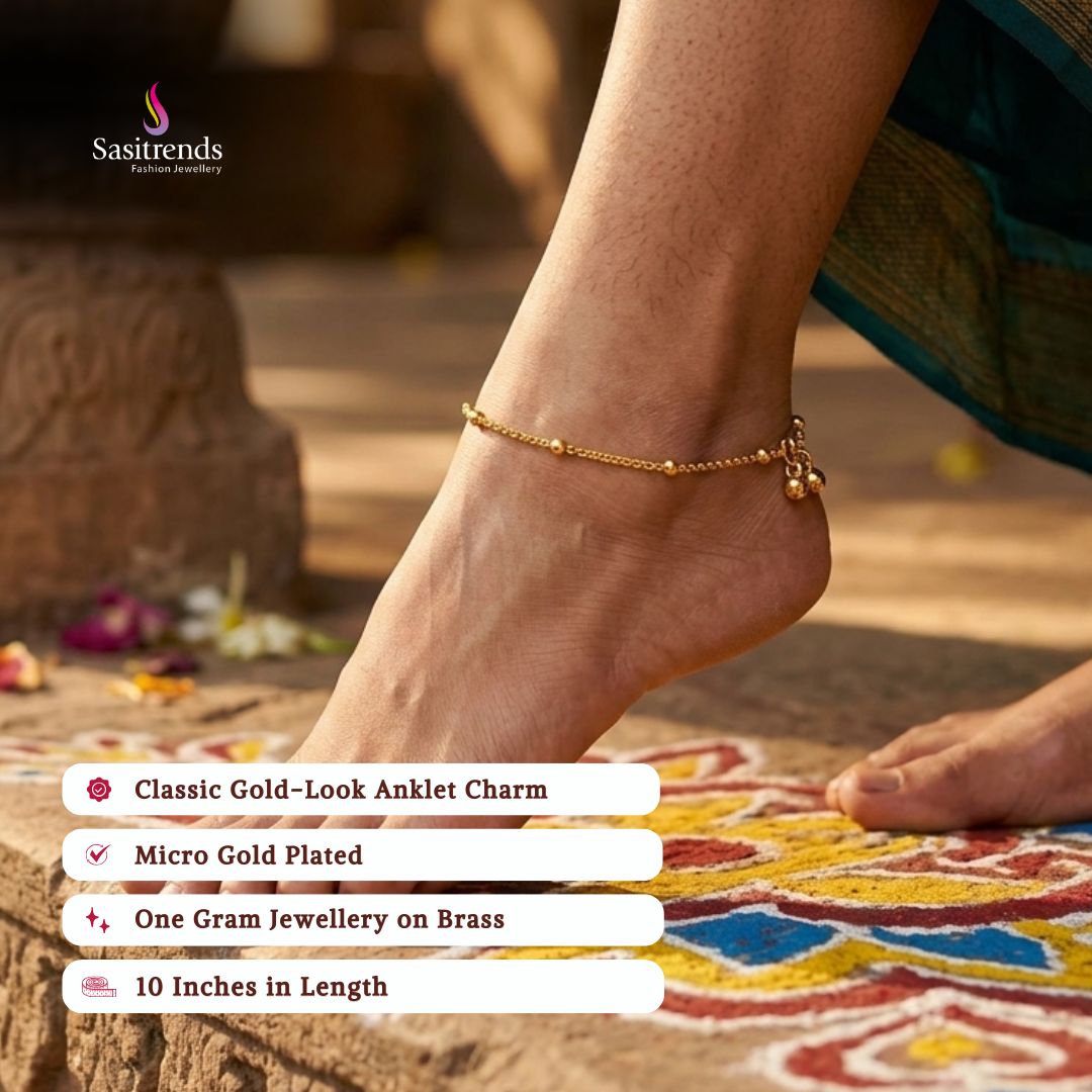 Guaranteed real gold look 24k micro gold plated anklets model image - Sasitrends