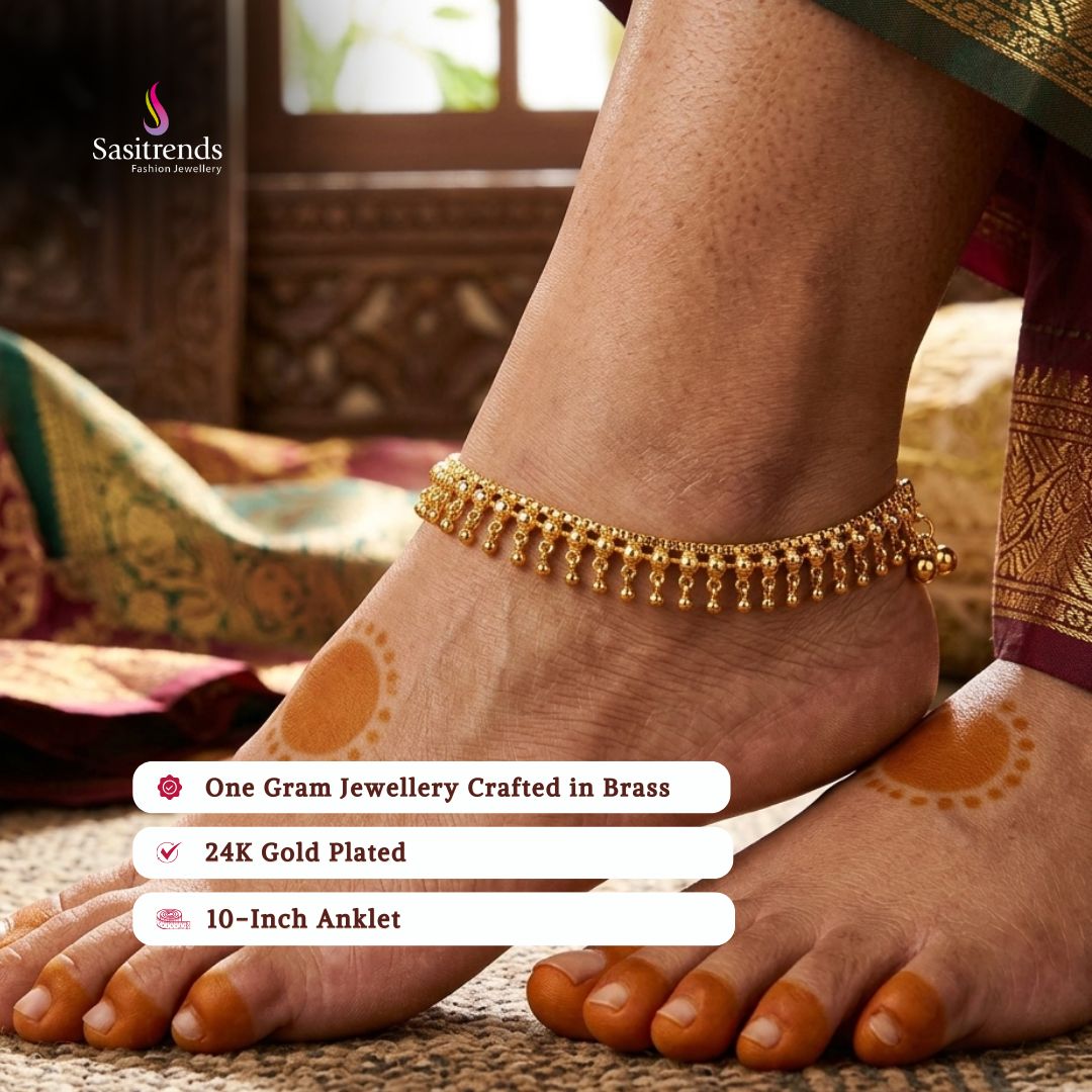 Guaranteed real gold look 24k micro gold plated anklets model image - Sasitrends