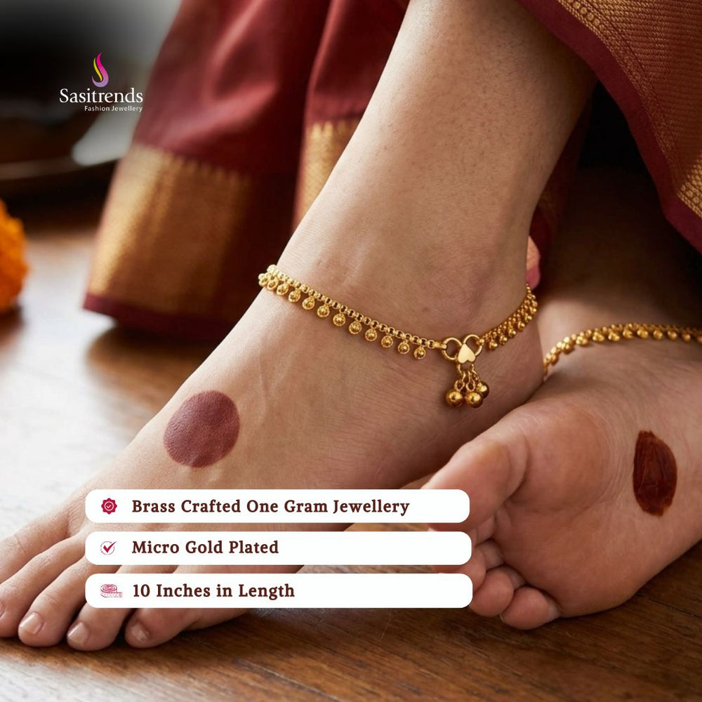 Guaranteed real gold look 24k micro gold plated anklets model image - Sasitrends
