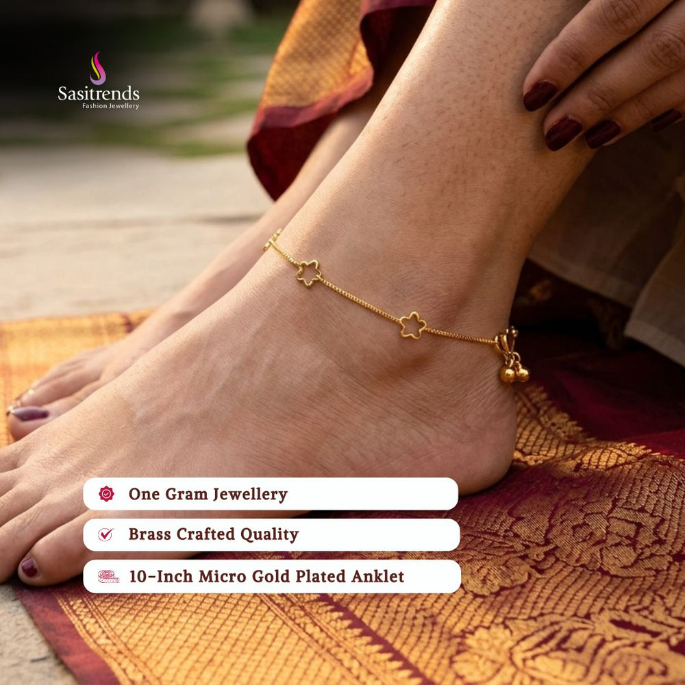 Guaranteed real gold look 24k micro gold plated anklets model image - Sasitrends