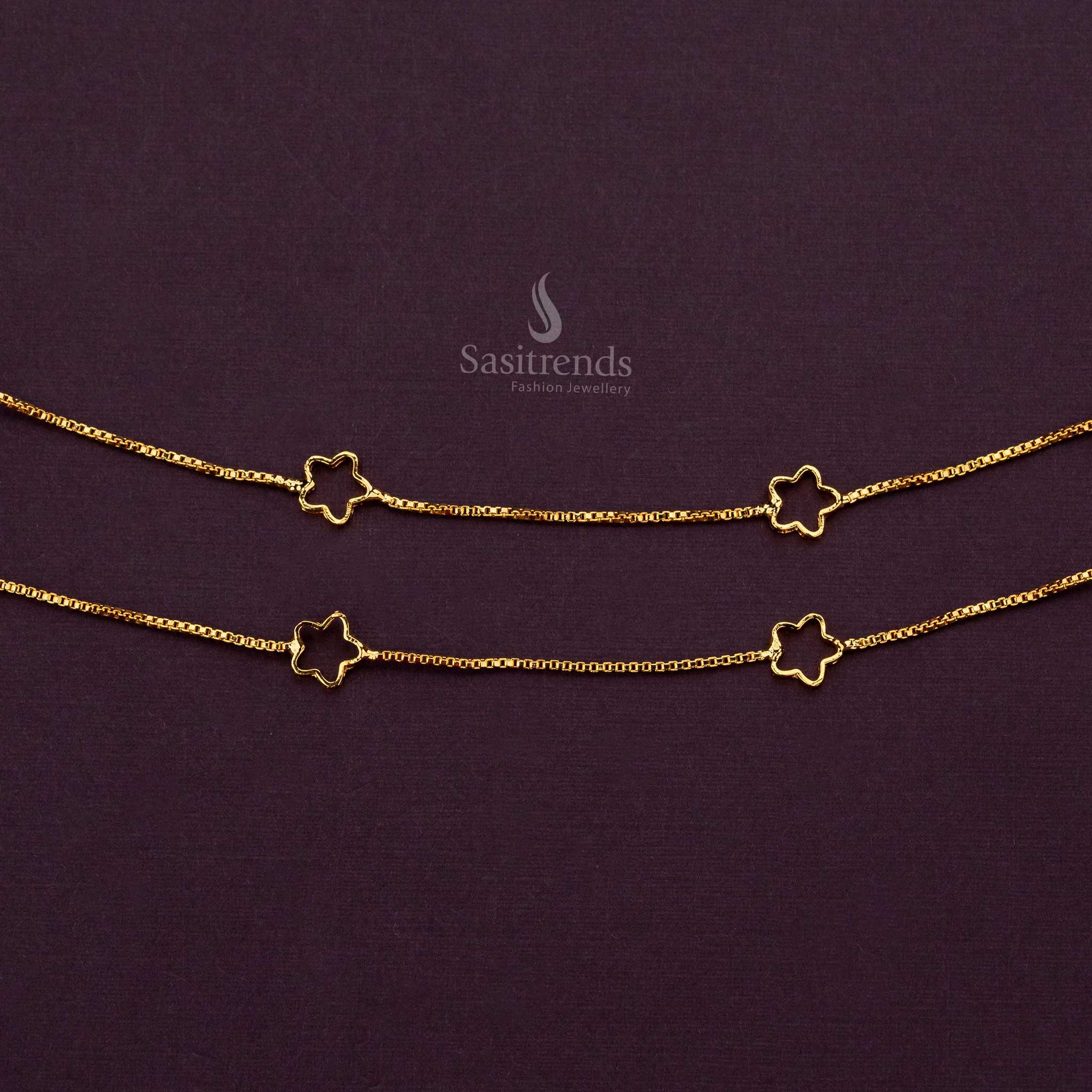 Elegant Star charm anklets with a heart motif and bells, gold-plated for a luxurious finish - Sasitrends