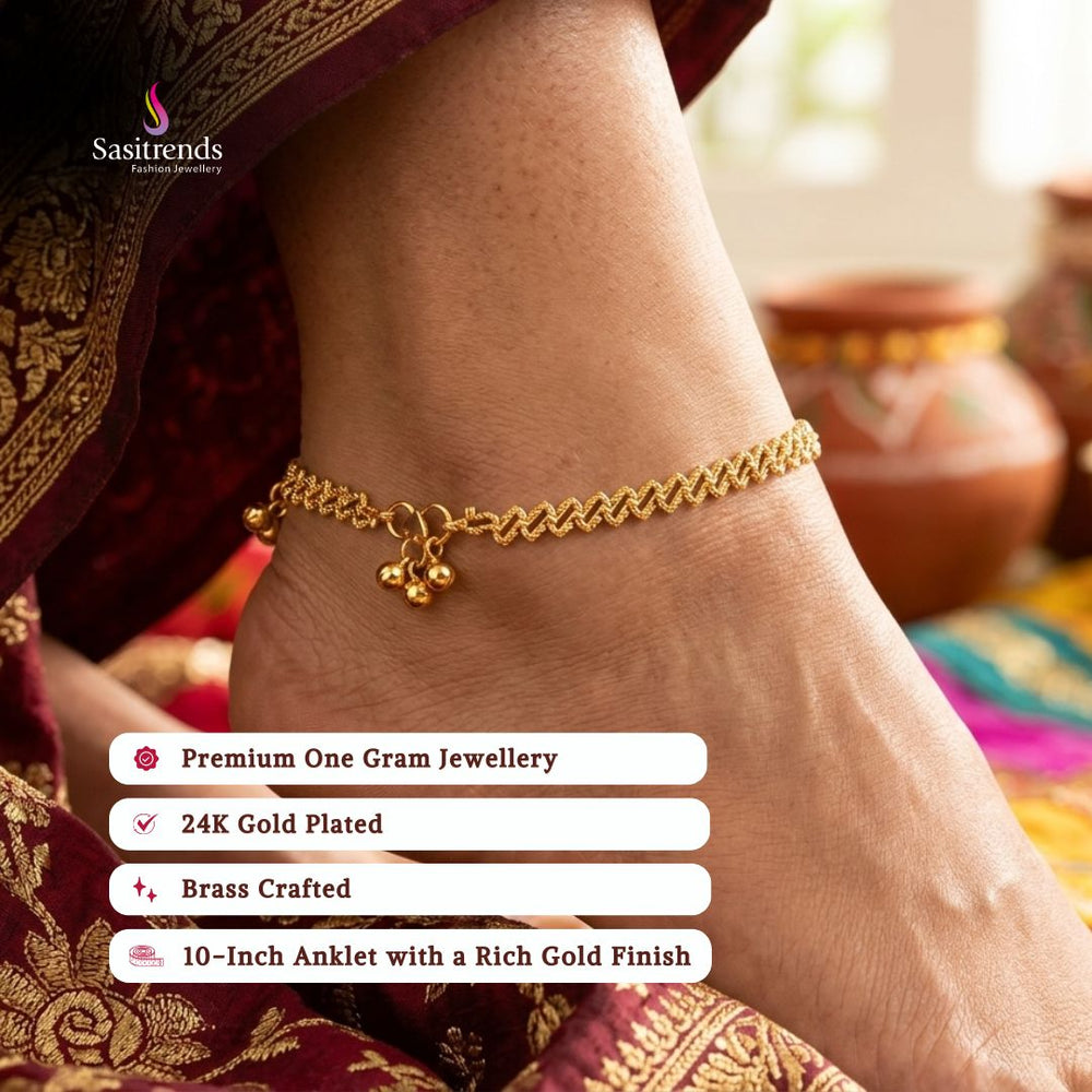 Guaranteed real gold look 24k micro gold plated anklets model image - Sasitrends