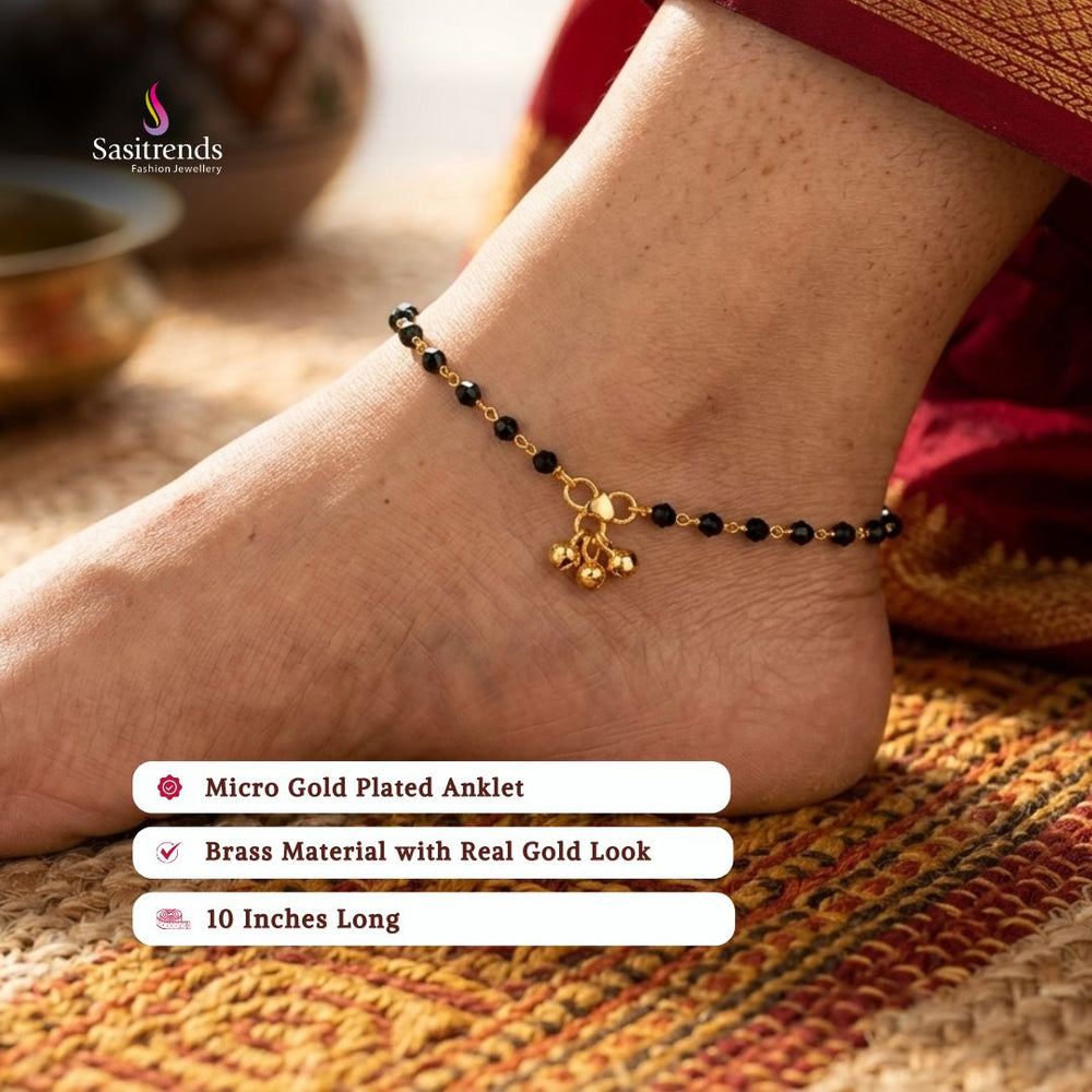 Guaranteed real gold look 24k micro gold plated anklets model image - Sasitrends