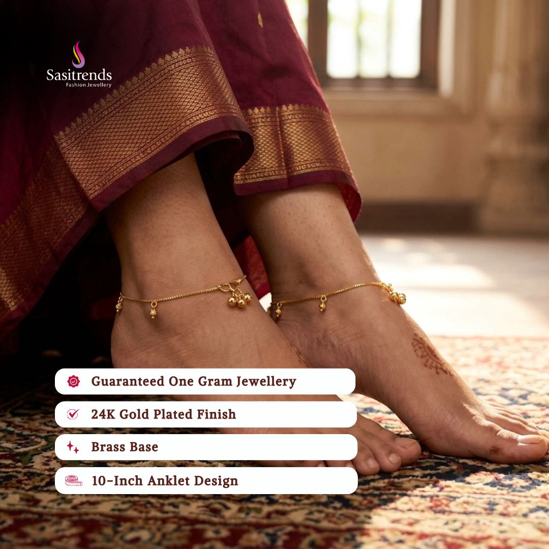 Guaranteed real gold look 24k micro gold plated anklets model image - Sasitrends