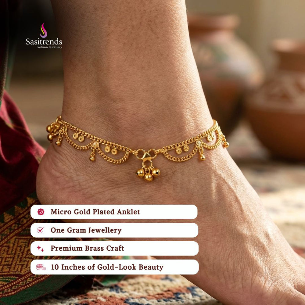 Guaranteed real gold look 24k micro gold plated anklets model image - Sasitrends