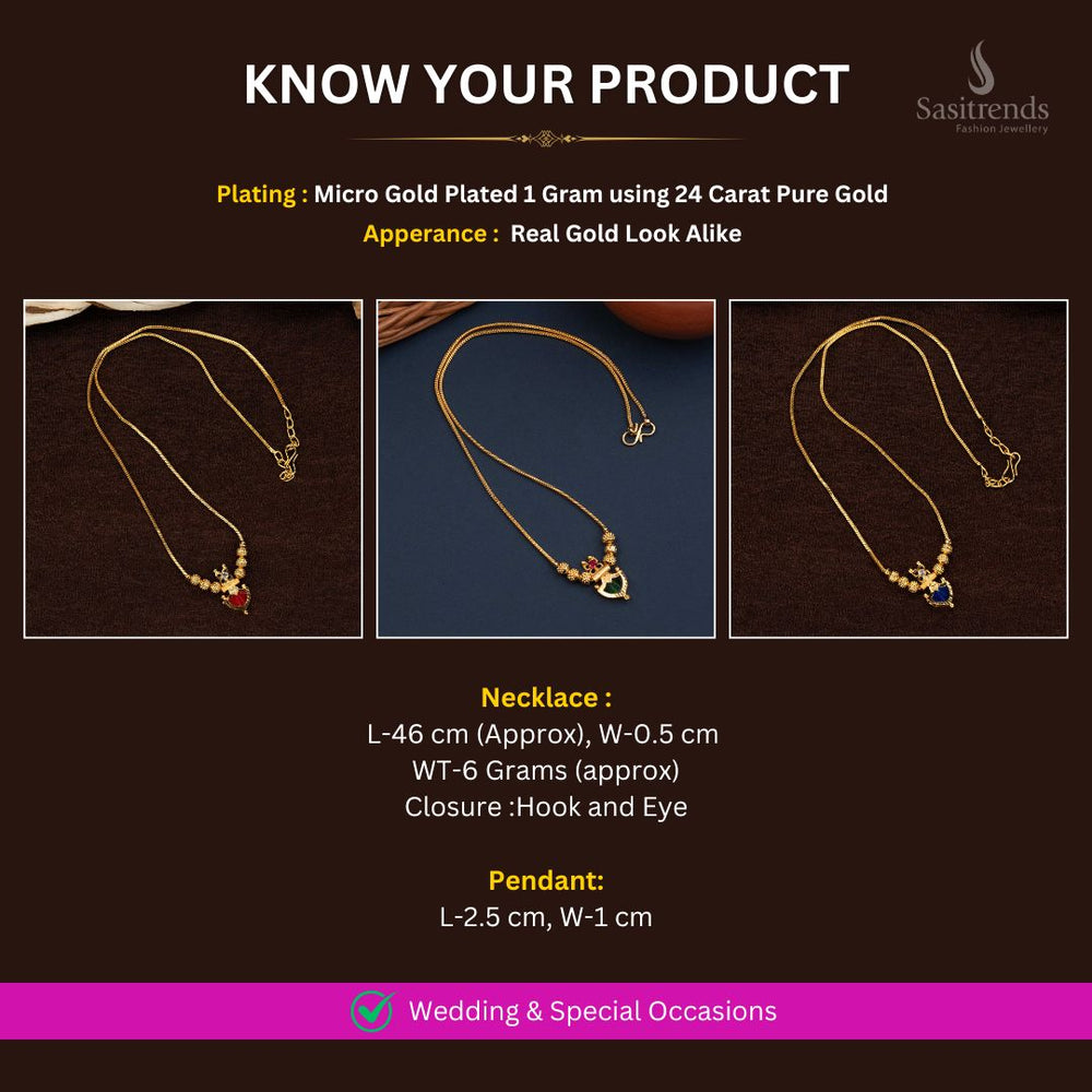 Micro Gold plated Palakka necklace measurement image - Sasitrends